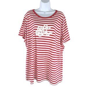 Lauren Ralph‎ Lauren T-Shirt 3X Red White Striped Short Sleeve NWT TP-3116